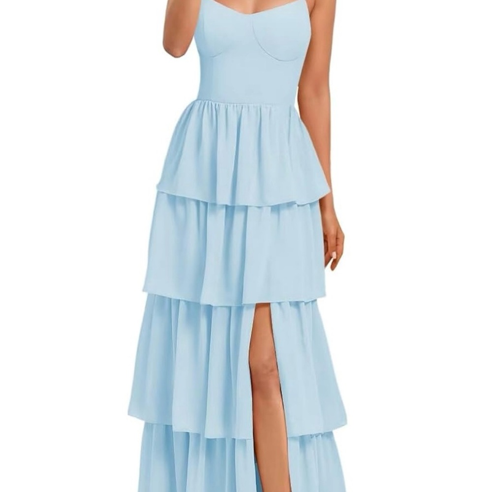 New w/ Tags Blue Ruffled Tiered Bridesmaid Dress